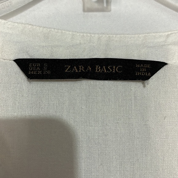 Zara Woman Ivory Linen Cap Sleeve Aztec Embroidered Sheer Mini Dress Size Small - Picture 4 of 9